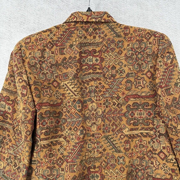 Ellen Tracy Blazer Jacket Womens 6 Aztec 100% Wool Tapestry BOHO Jacket Career - Picture 8 of 14